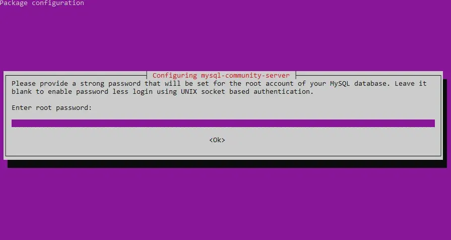 MySQL root password prompt